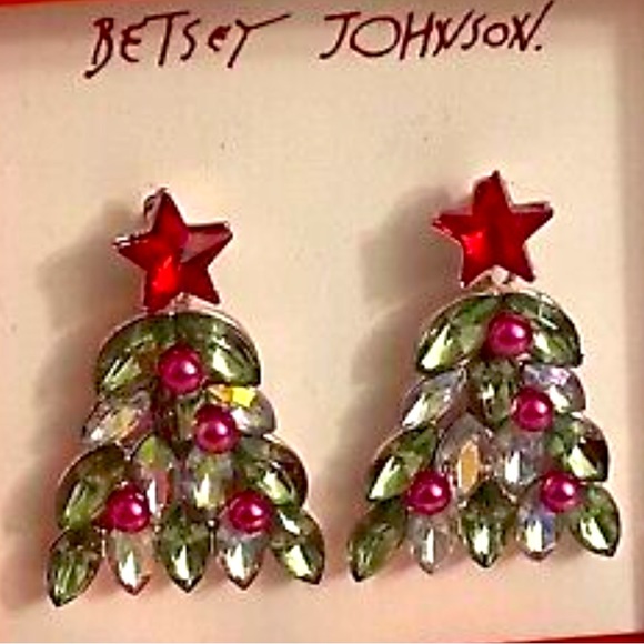 New BETSEY JOHNSON Christmas Tree Post Earrings - Picture 12 of 17